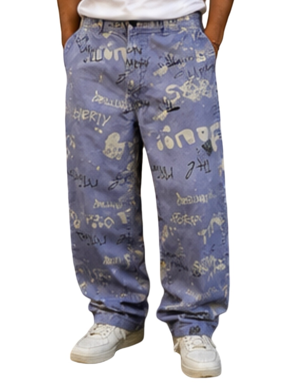 Urban Outfitters Pants Mens Size L Purple Graffiti Chino Baggy Loose Streetwear